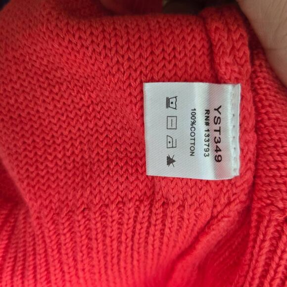 Pol Sweater Size Large Boxy Knit Oversized Puff Sleeve Coral - Picture 7 of 7